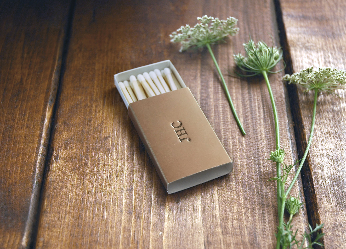 Double Sided Custom Text Foil Embossed Matchboxes | Larger, Timeless Font