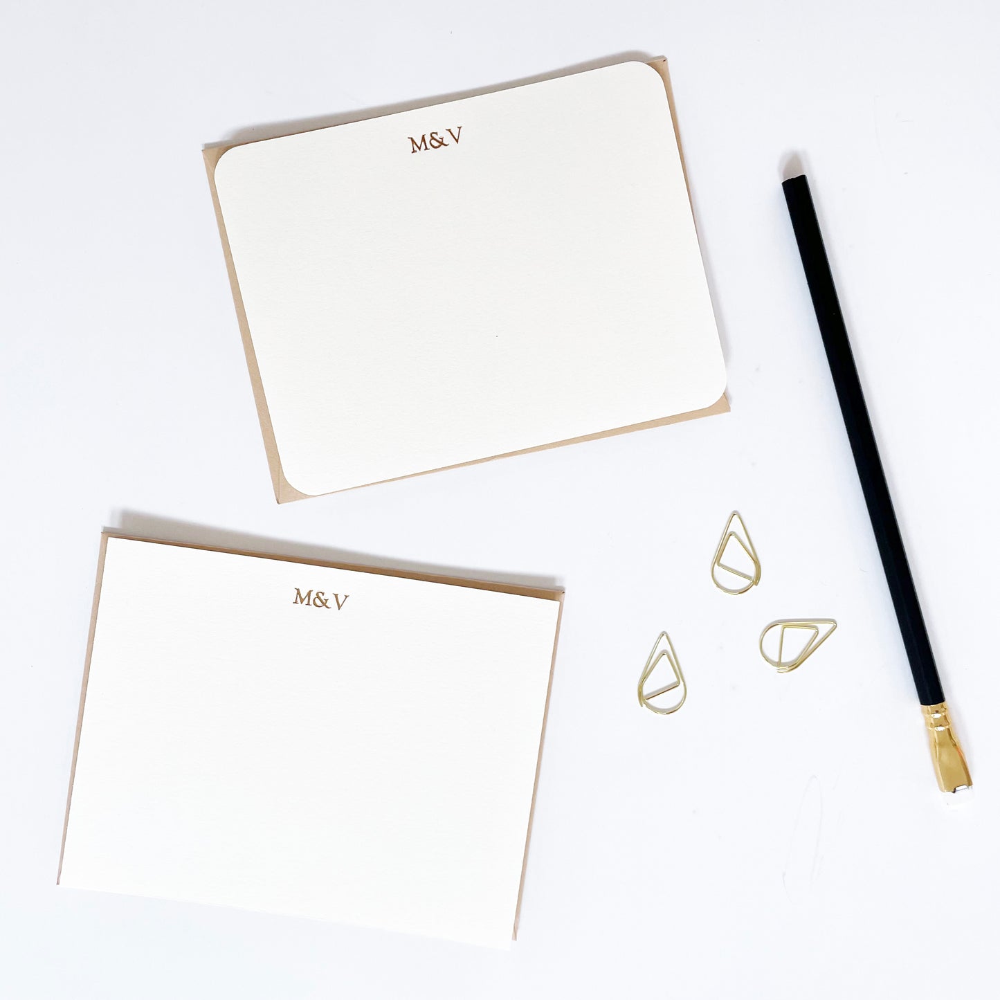 Customized Logo or Text Letterpress Flat Notecards