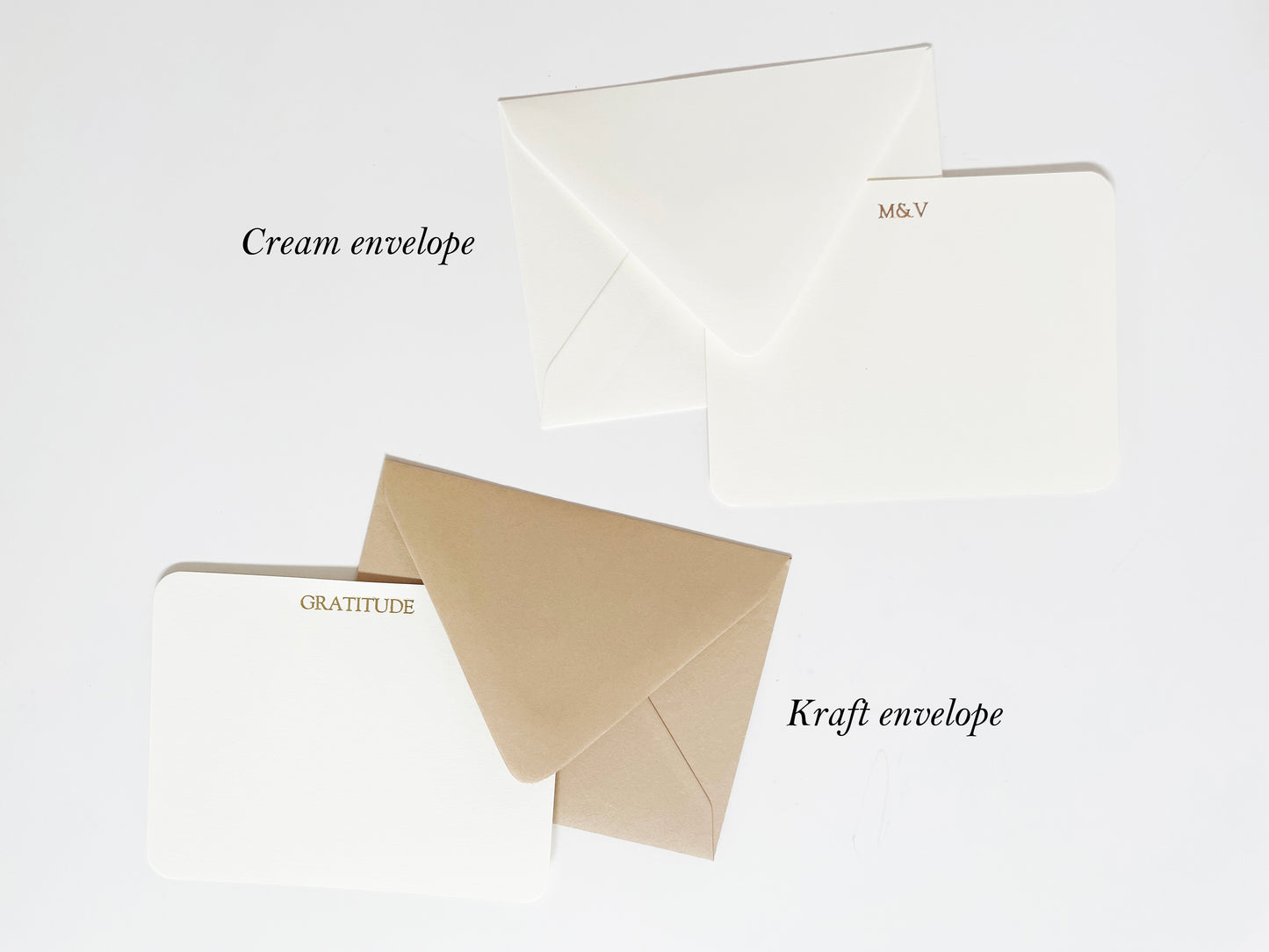 Customized Text Scalloped Flat Notecards