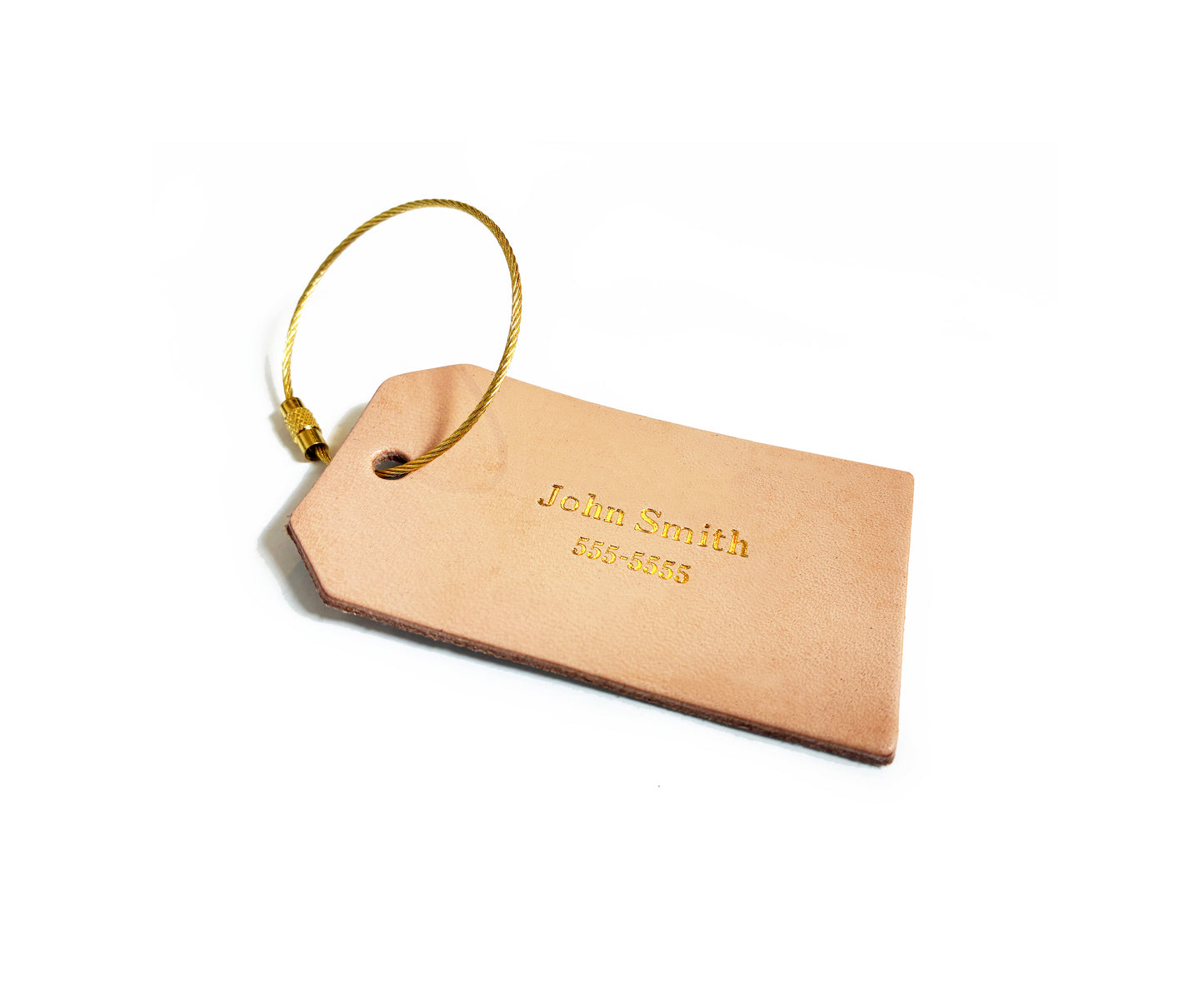 Custom Text Foil Embossed Leather Luggage Tag
