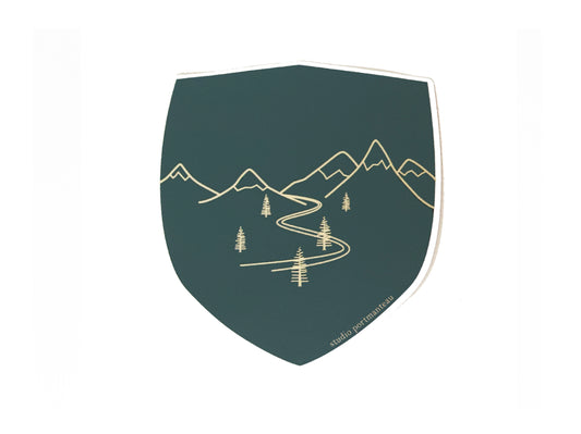 Snow-Capped Mountains Crest Vinyl Sticker