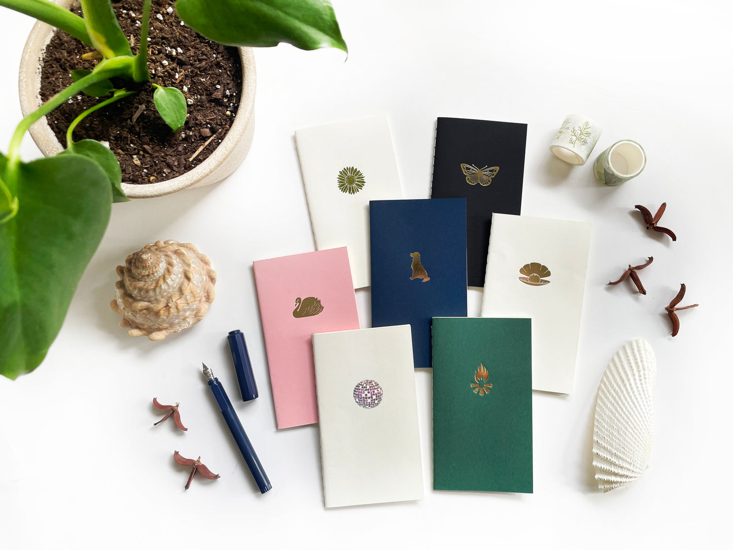 Foil Embossed Swan Menagerie Mini Saddle Stitch Notebook - Studio Portmanteau
