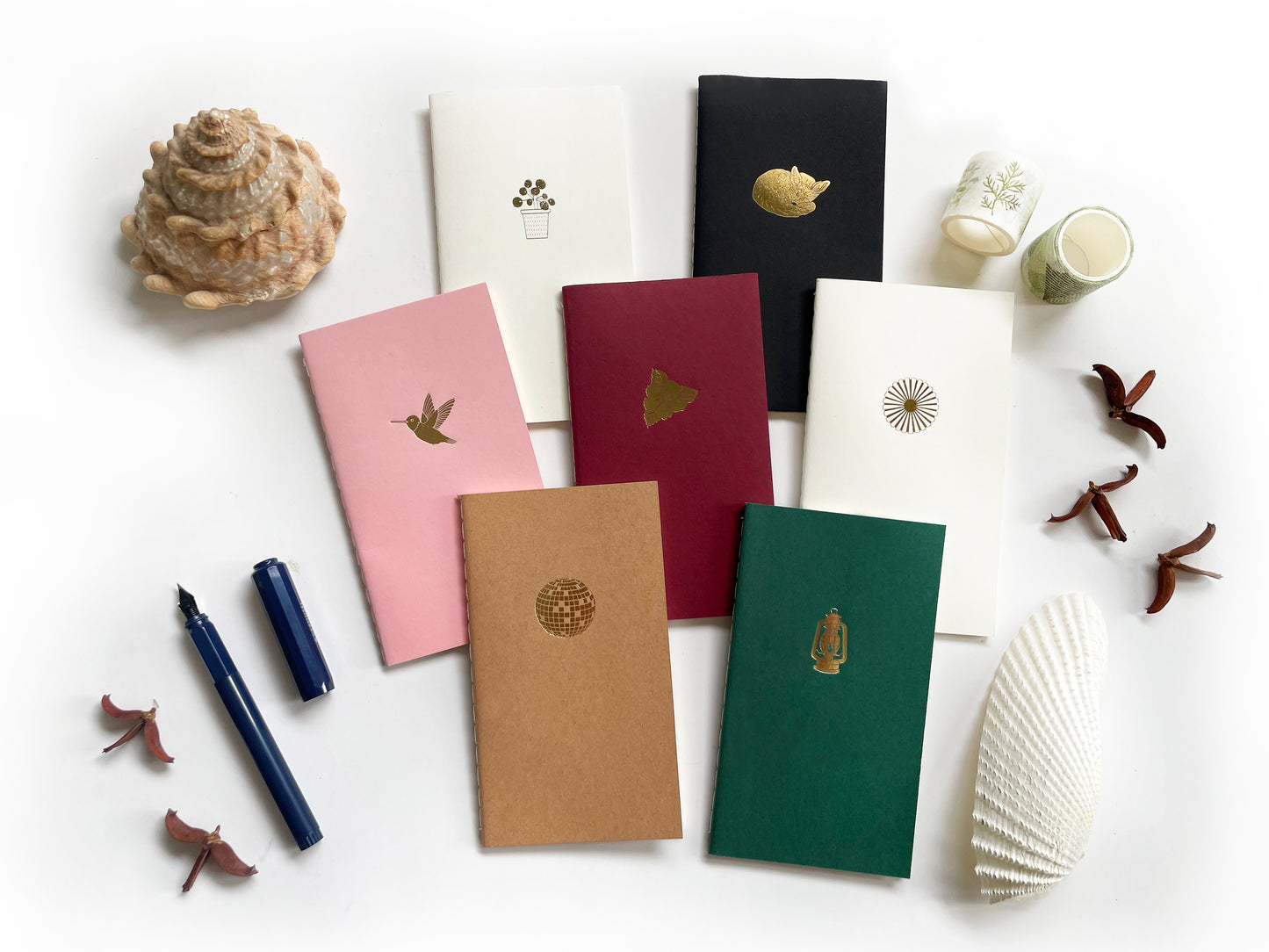 Foil Embossed Hummingbird Menagerie Mini Saddle Stitch Notebook - Studio Portmanteau