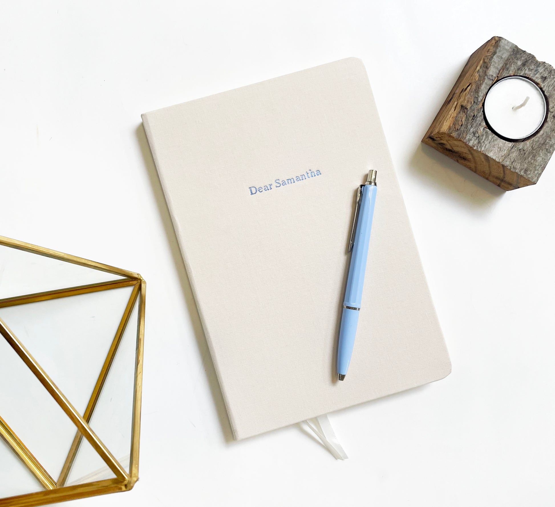 Custom Text Foil Embossed Linen Notebook - Studio Portmanteau
