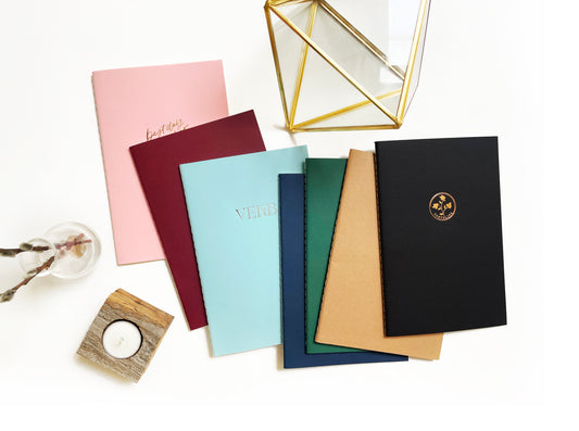Custom Logo Foil Embossed Medium Saddle Stitch Notebook