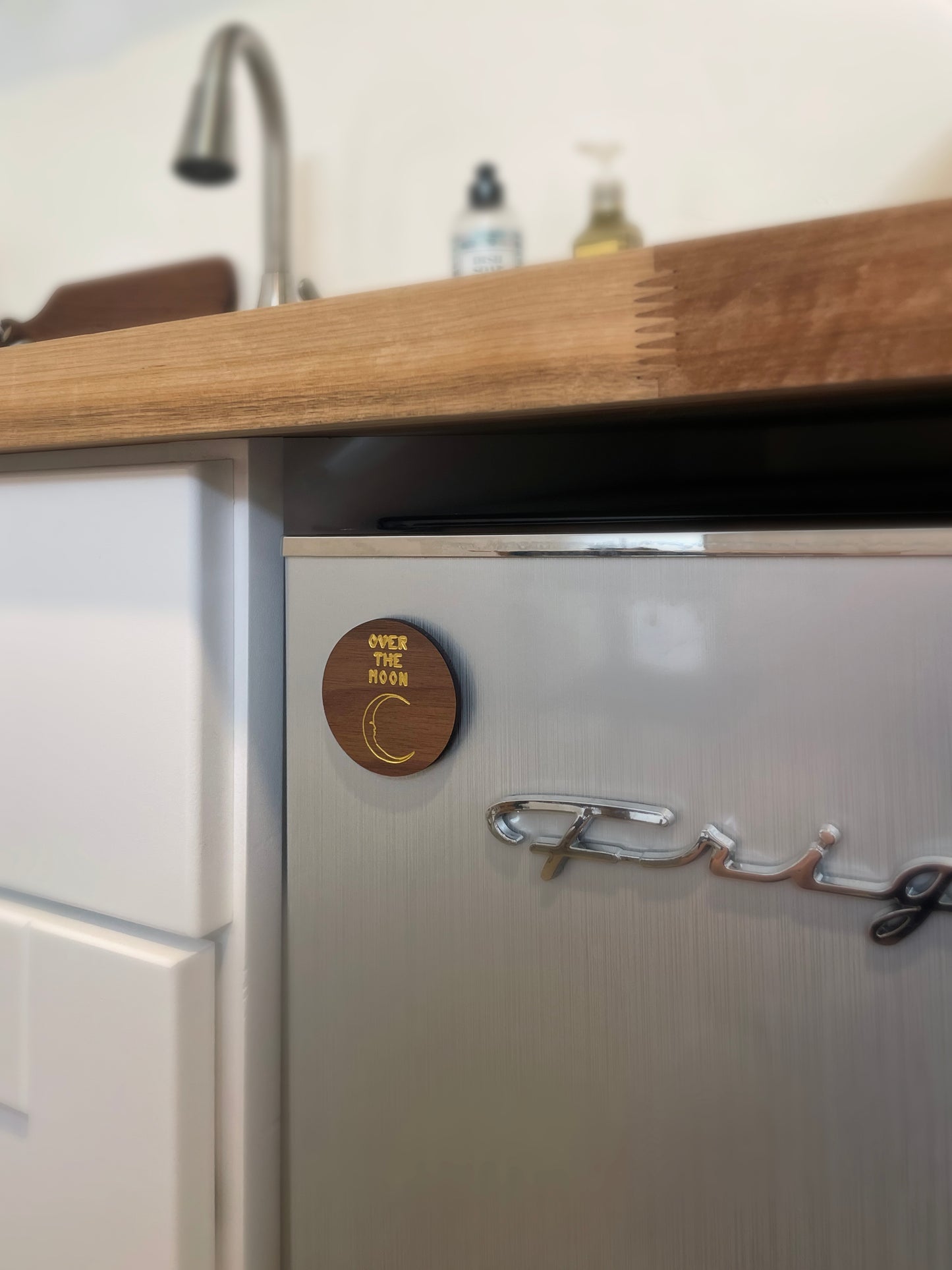 Over the Moon Walnut Wood Magnet