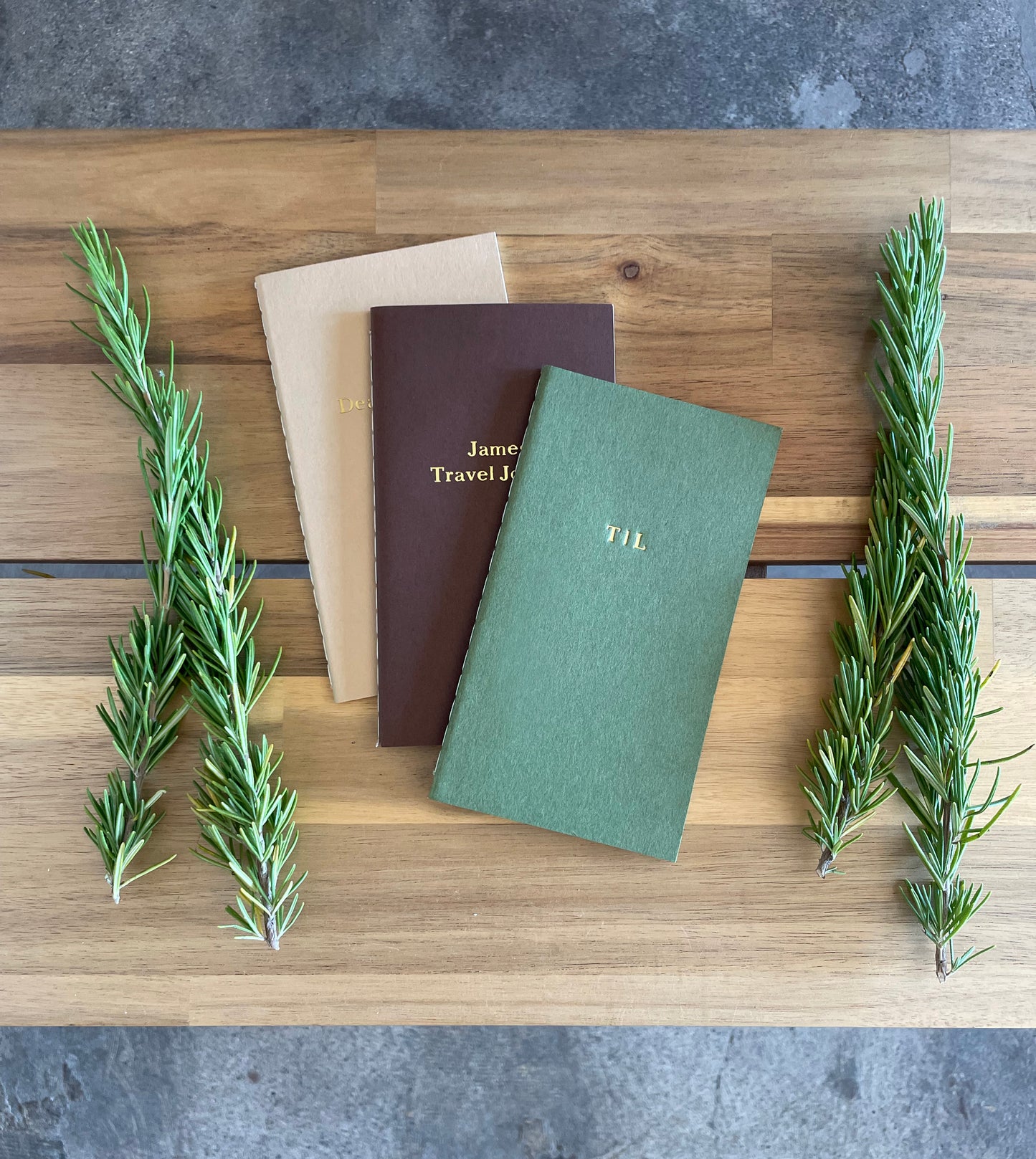 Custom Text Pocket Saddle Stitch Note Book - Earth Tones