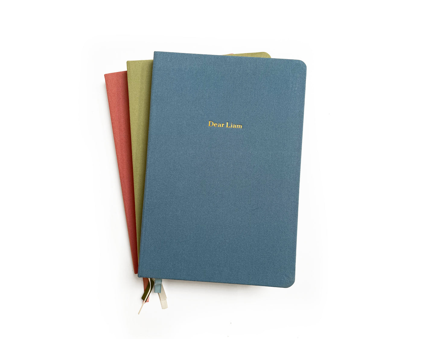 Custom Text Foil Embossed Linen Notebook | Soft Vintage Hues