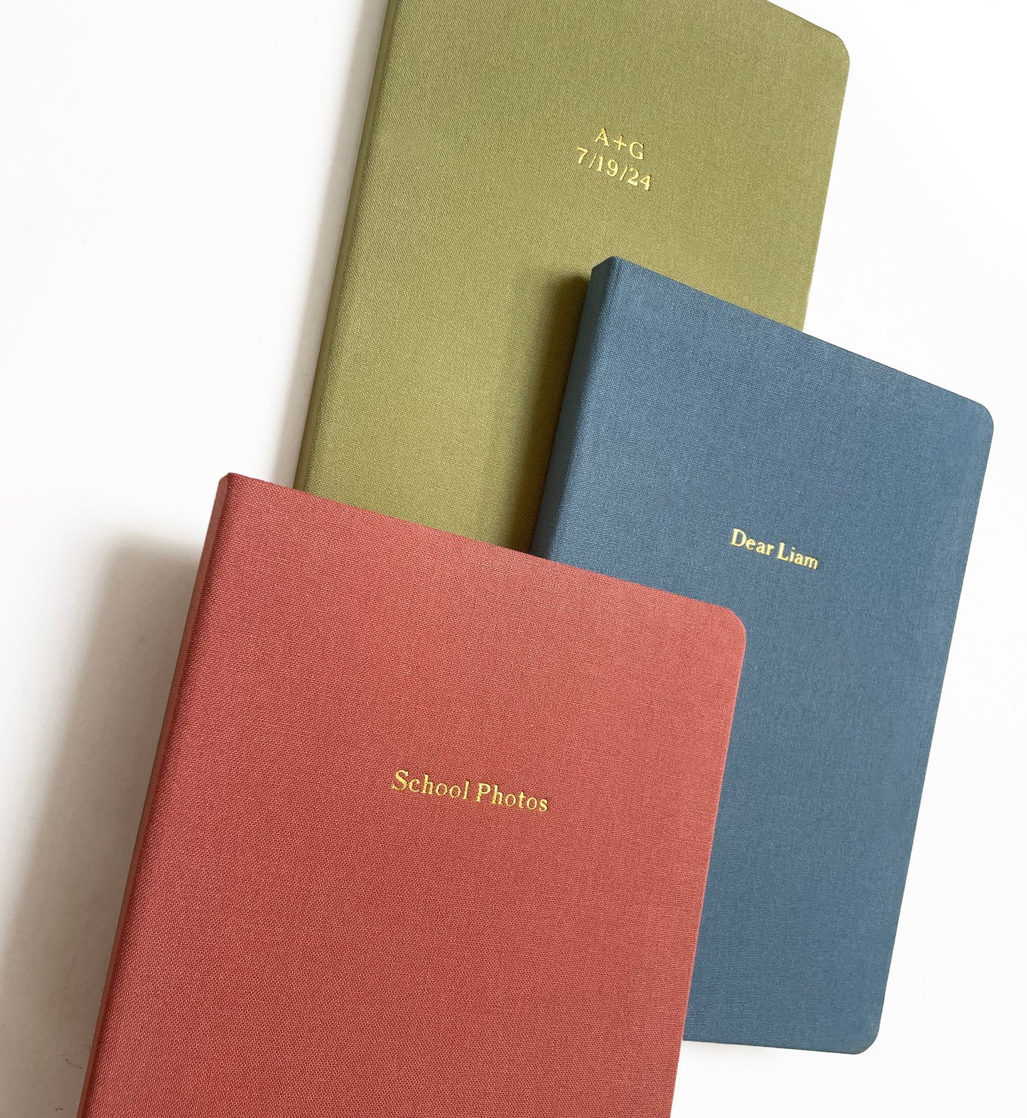 Custom Text Foil Embossed Linen Notebook | Soft Vintage Hues