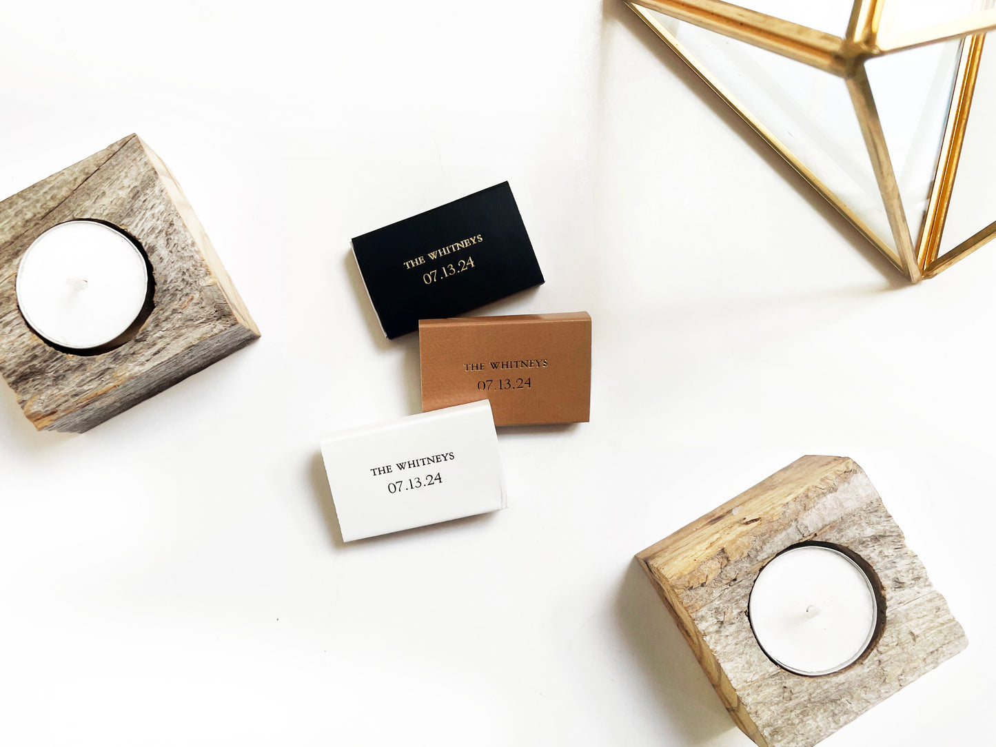 Custom Text Foil Embossed Matchboxes | Smaller, All Caps Font