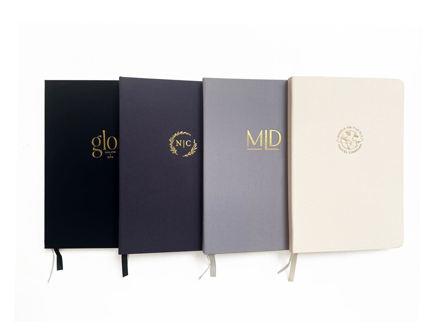 Custom Logo Foil Embossed Linen Notebooks | Neutral Tones