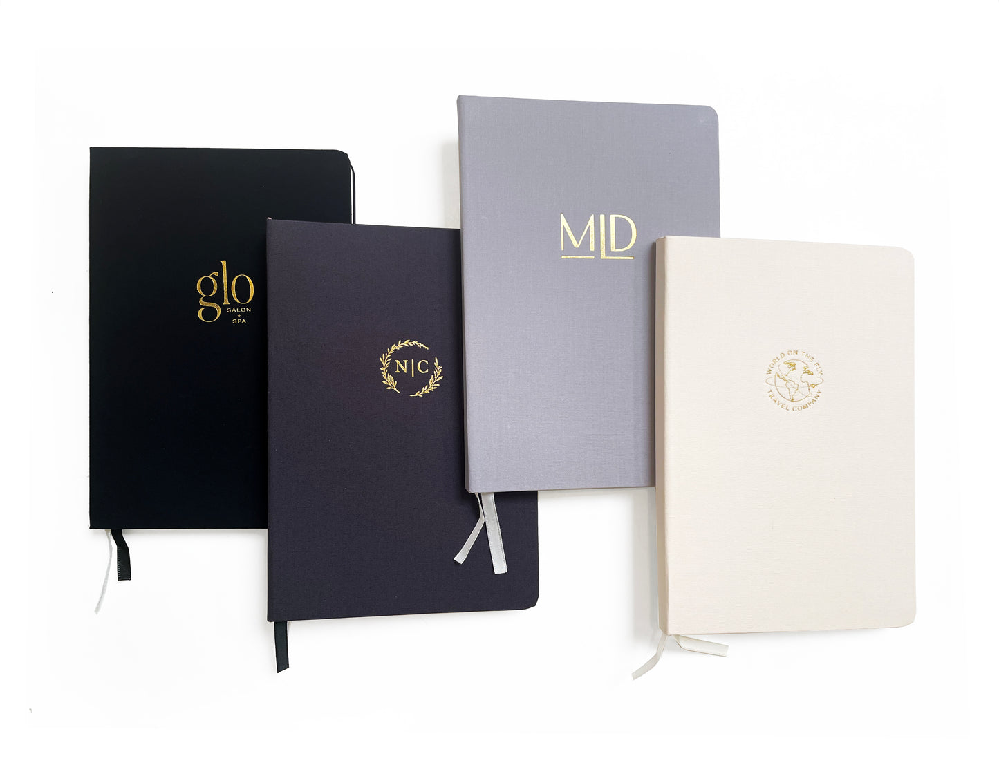 Custom Logo Foil Embossed Linen Notebooks | Neutral Tones