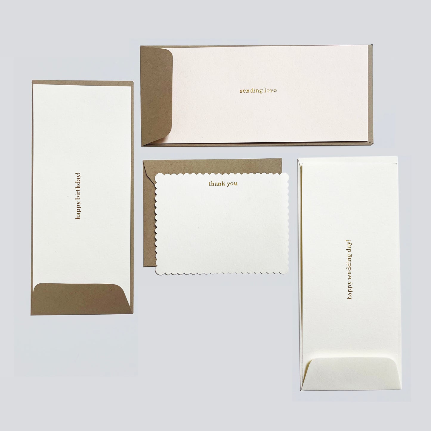 Custom Text Letterpress Scalloped Flat Greeting Card