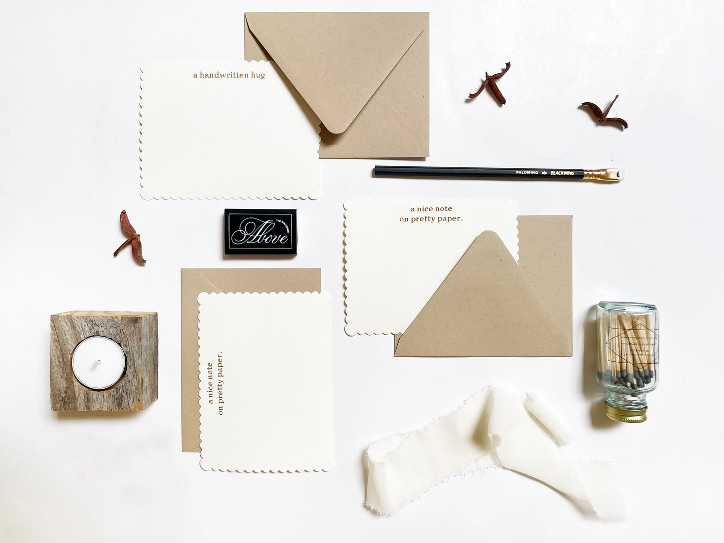Customized Text Scalloped Flat Notecards