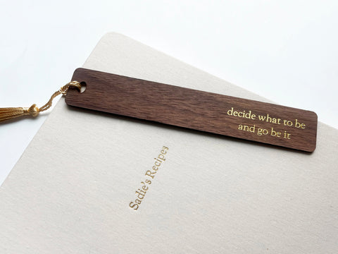 Custom Text Foil Embossed Walnut Wood Bookmark - Studio Portmanteau