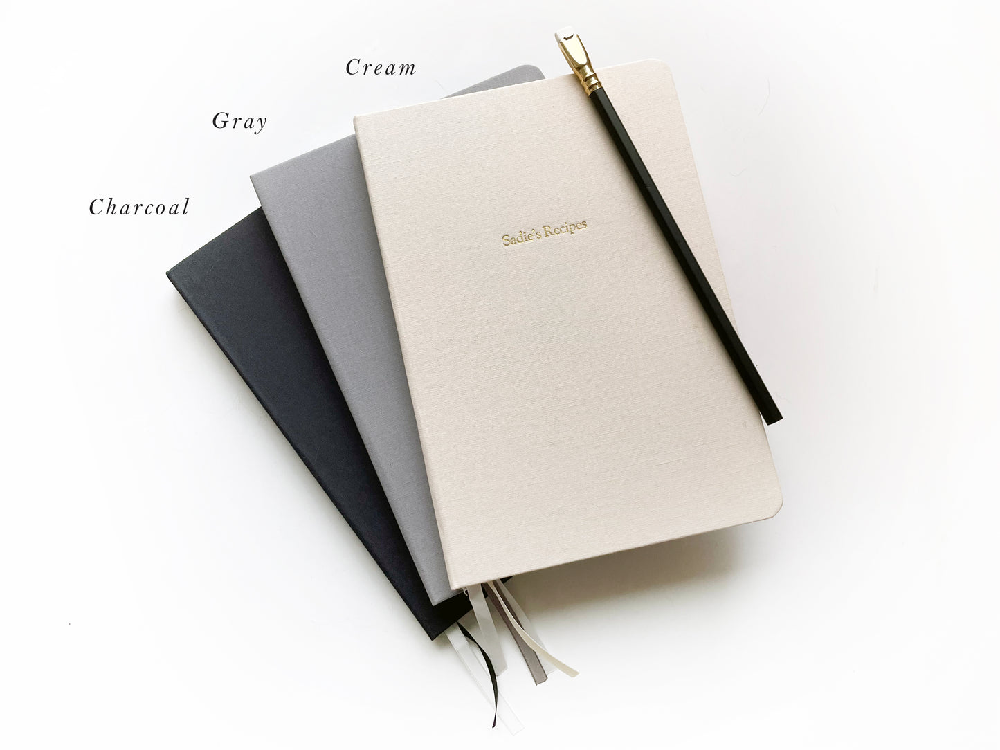 Custom Text Foil Embossed Linen Notebook - Studio Portmanteau