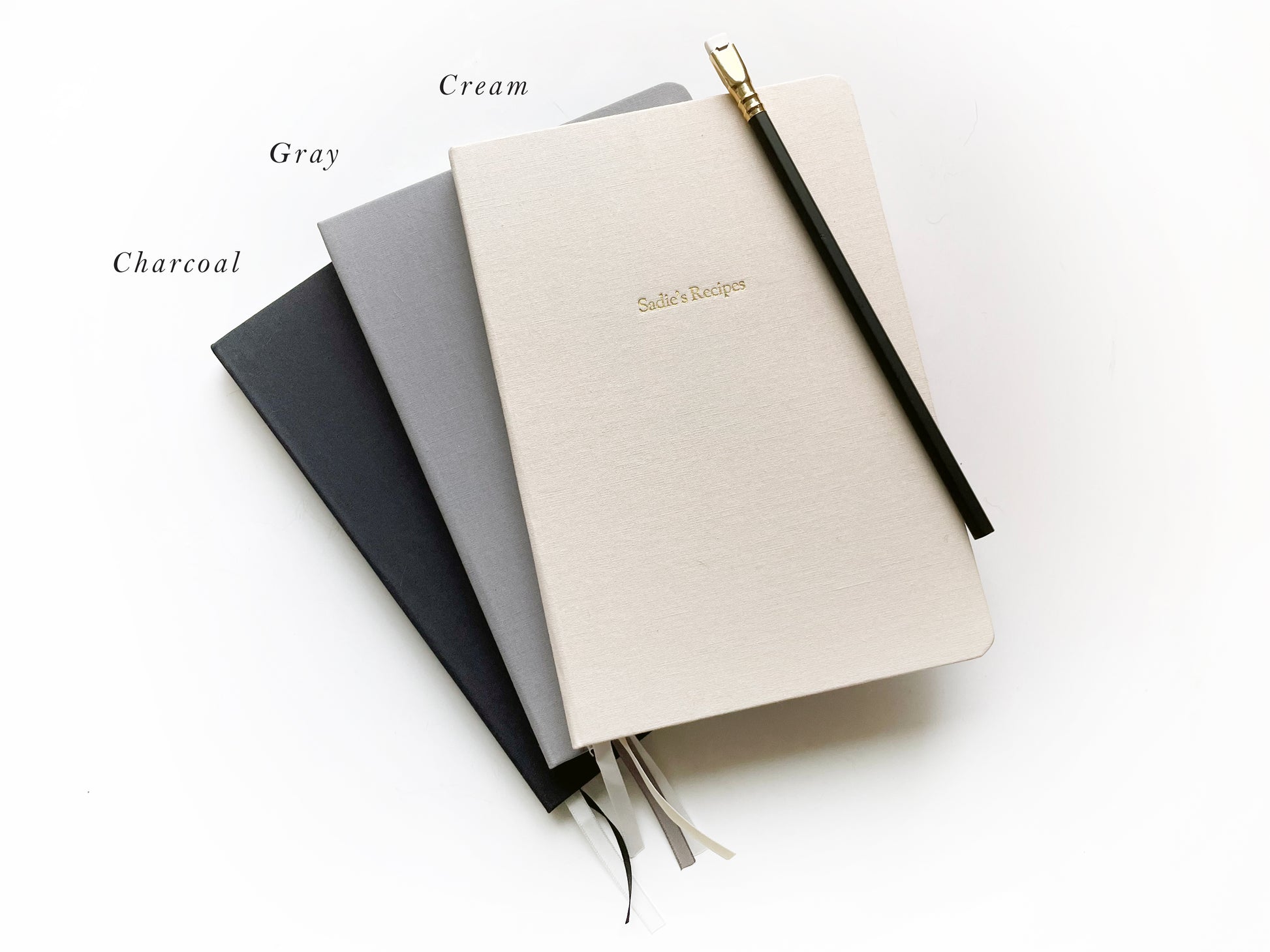 Custom Text Foil Embossed Linen Notebook - Studio Portmanteau