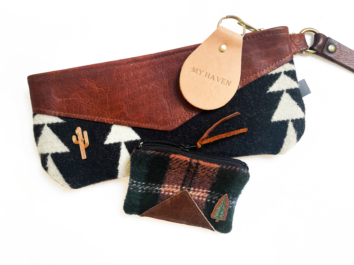 Custom Text Debossed Genuine Leather Keychain | Bag Charm