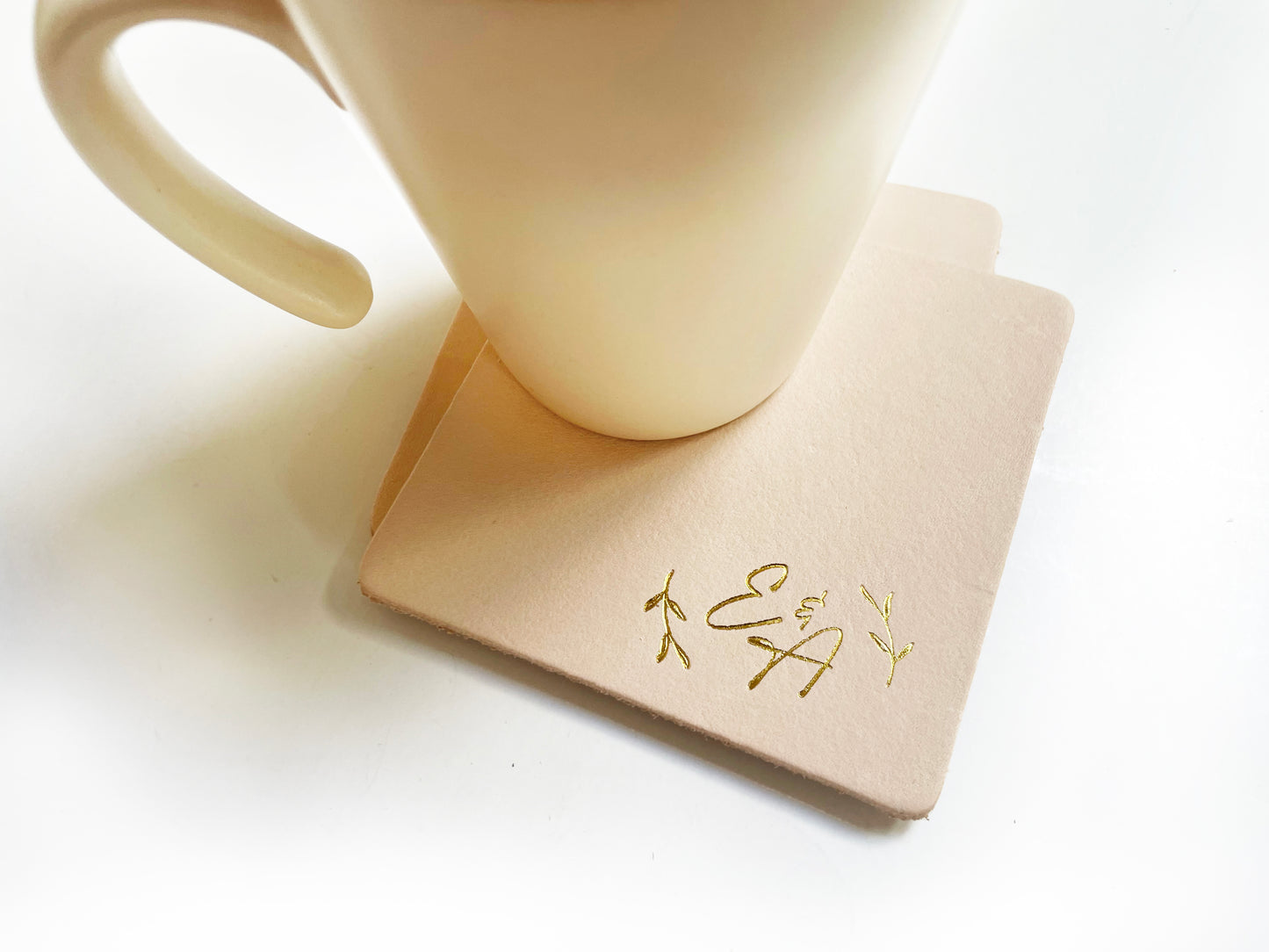 Foil Embossed Custom Logo Leather Coasters