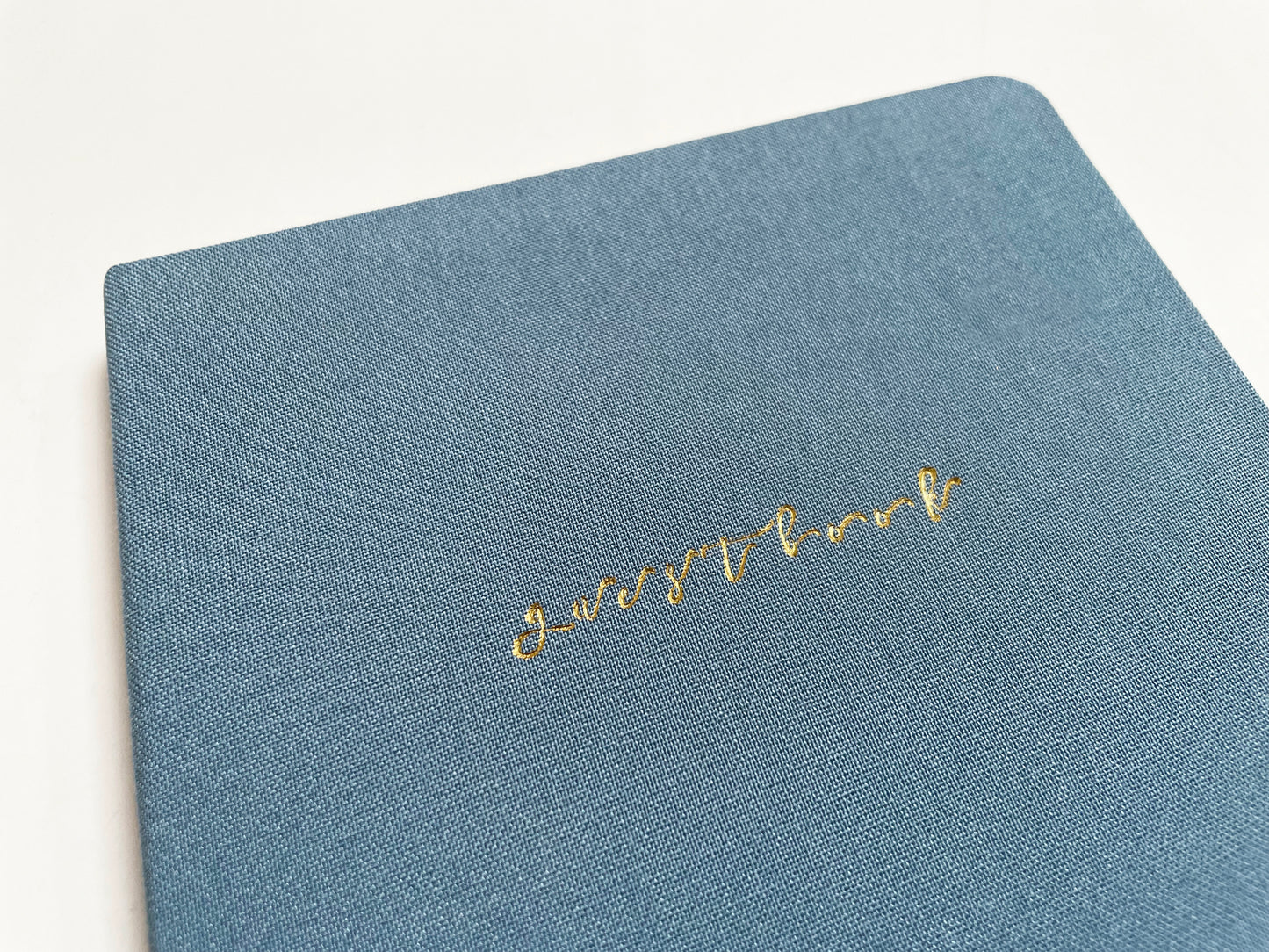 Foil Embossed Linen Guestbook | Fabric Welcome Book
