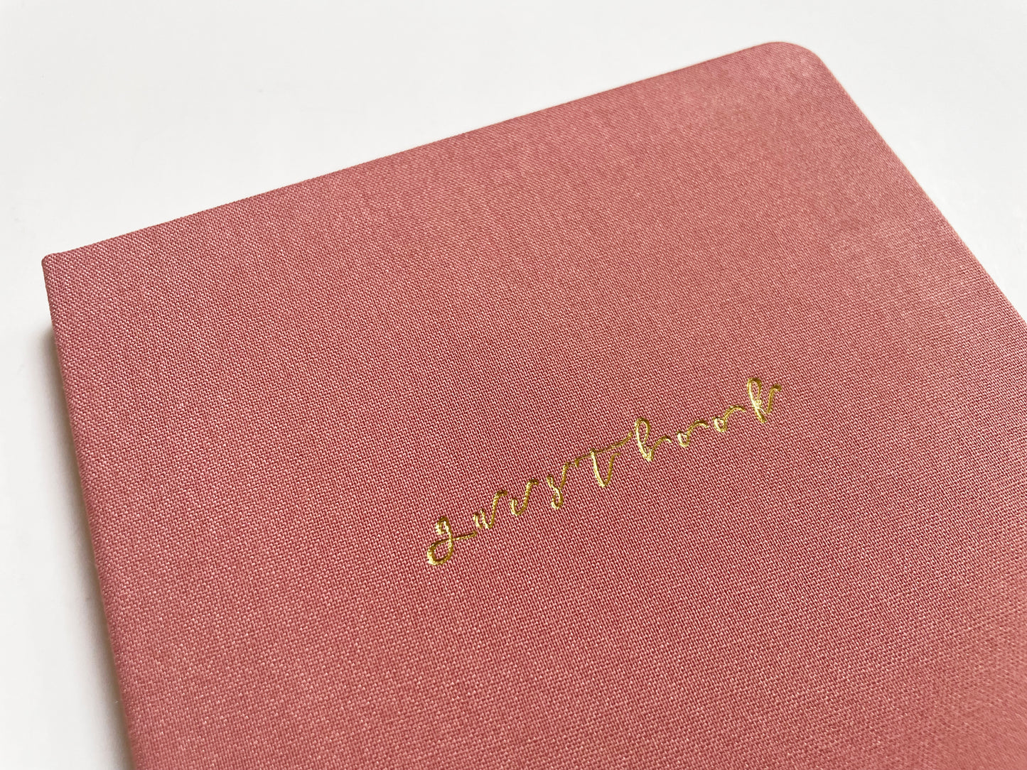 Foil Embossed Linen Guestbook | Fabric Welcome Book