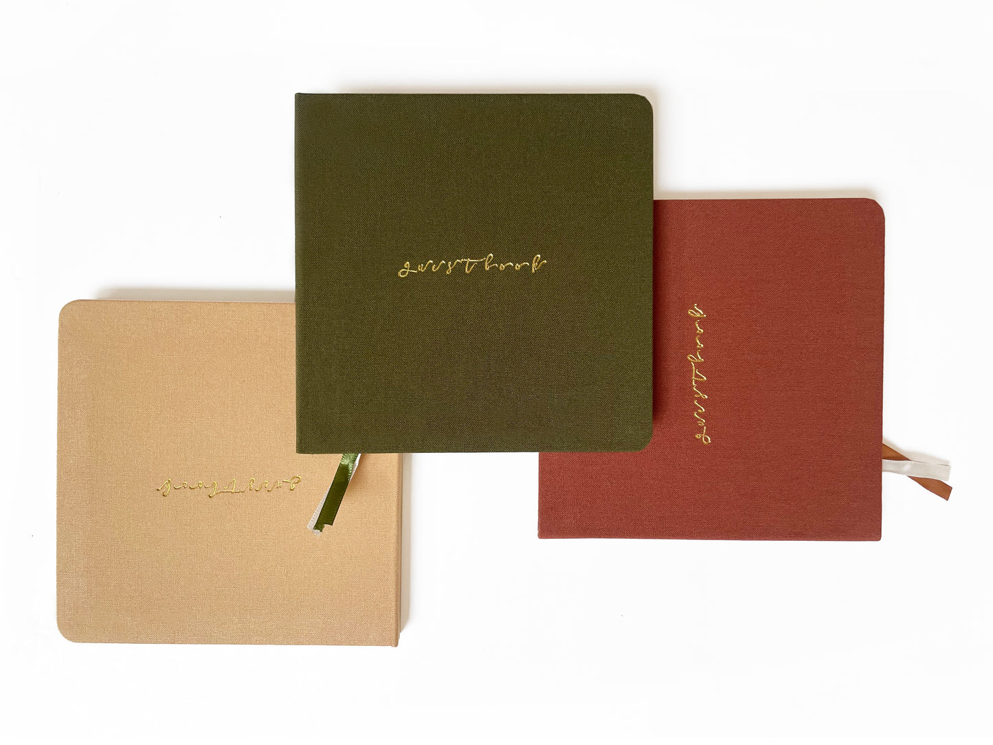 Foil Embossed Square Linen Guestbook