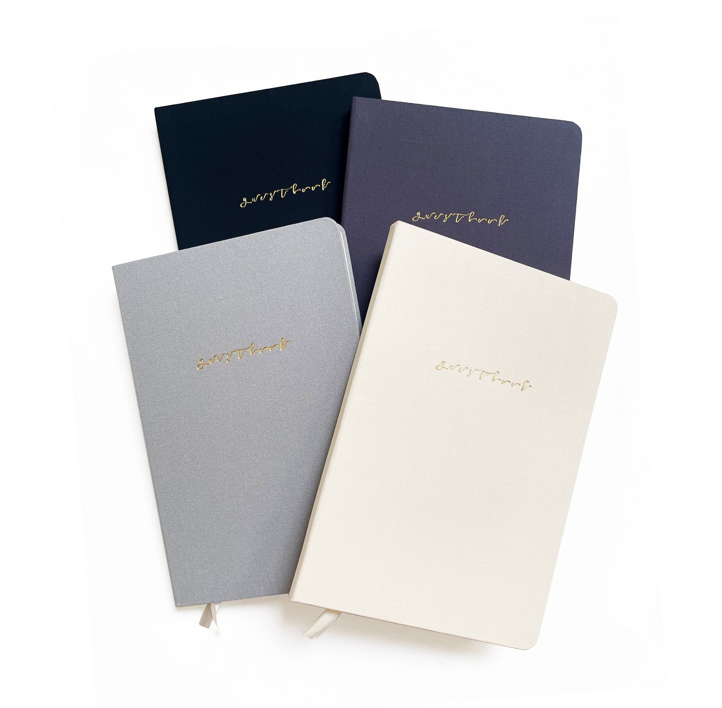 Foil Embossed Linen Guestbook | Fabric Welcome Book