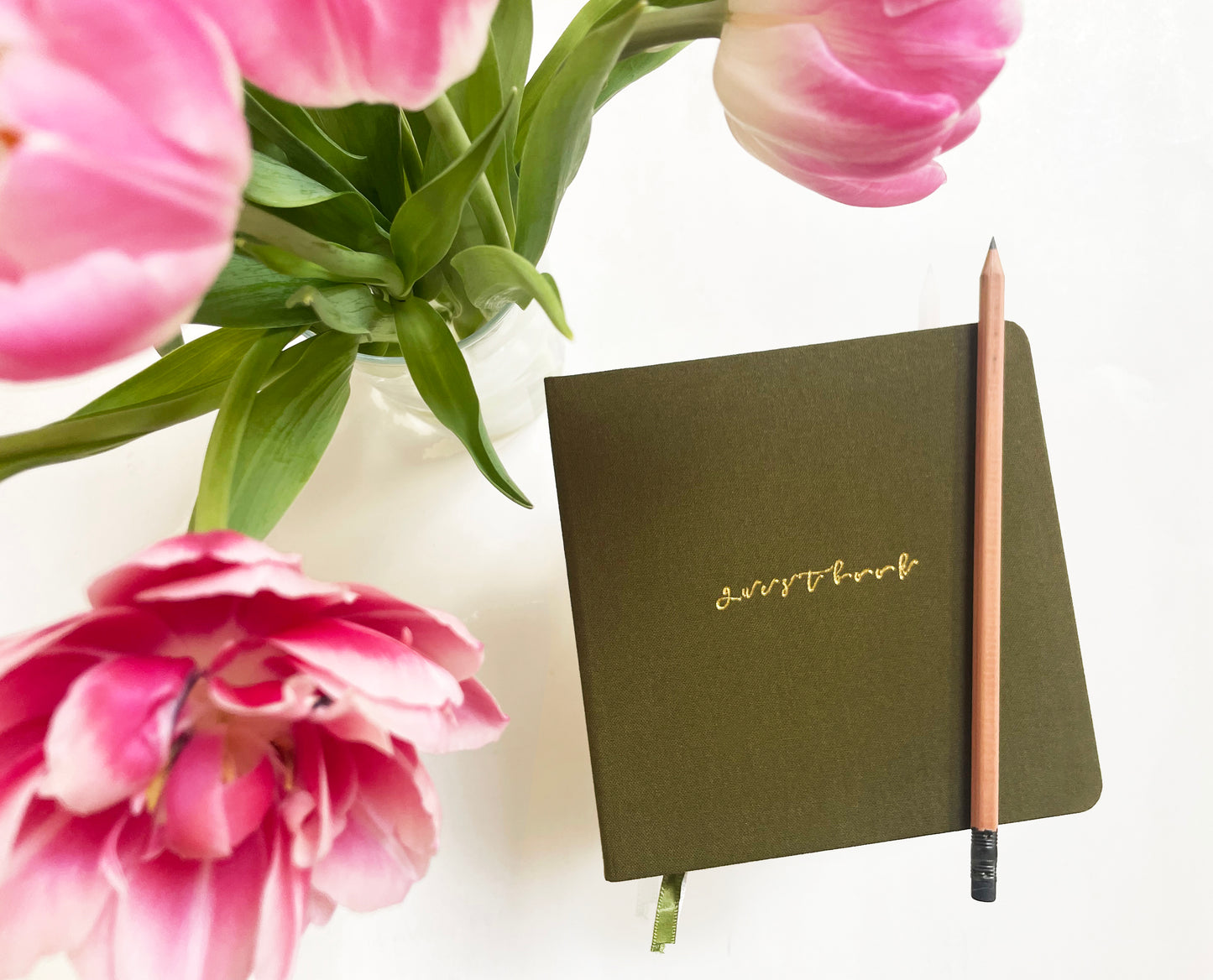 Foil Embossed Square Linen Guestbook