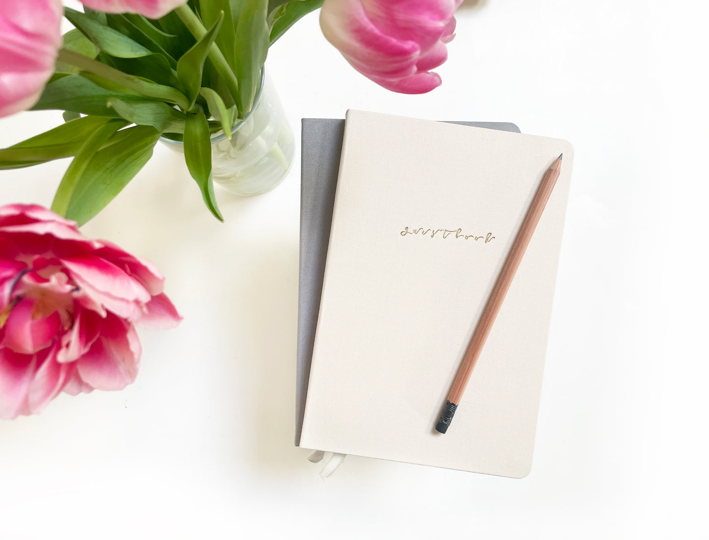 Foil Embossed Linen Guestbook | Fabric Welcome Book