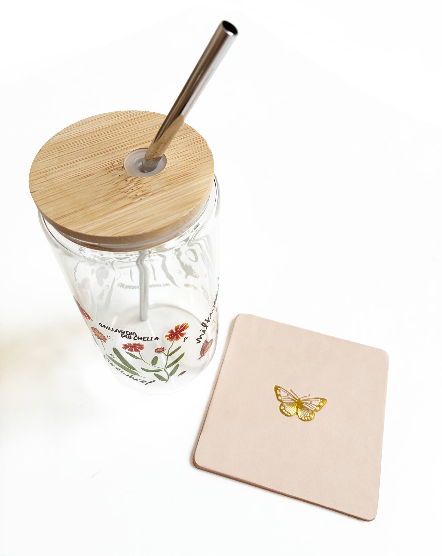 Butterfly Embossed Leather Coaster Set | Nature Coasters