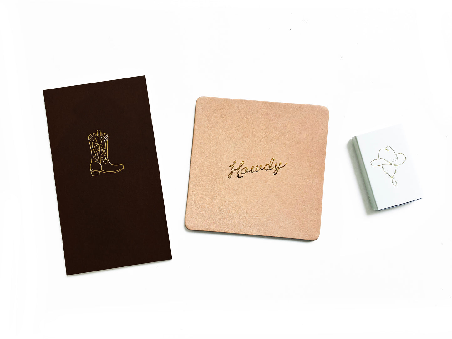 Howdy Embossed Leather Coaster Set | Western Coasters