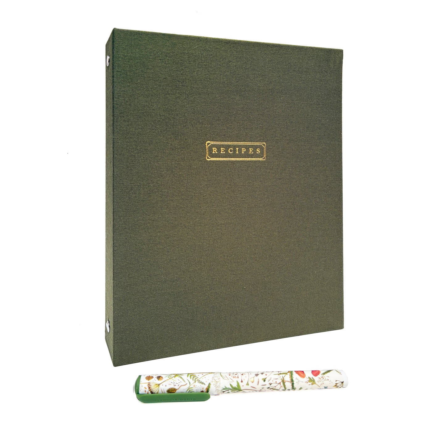 Olive Green Linen Recipes Binder