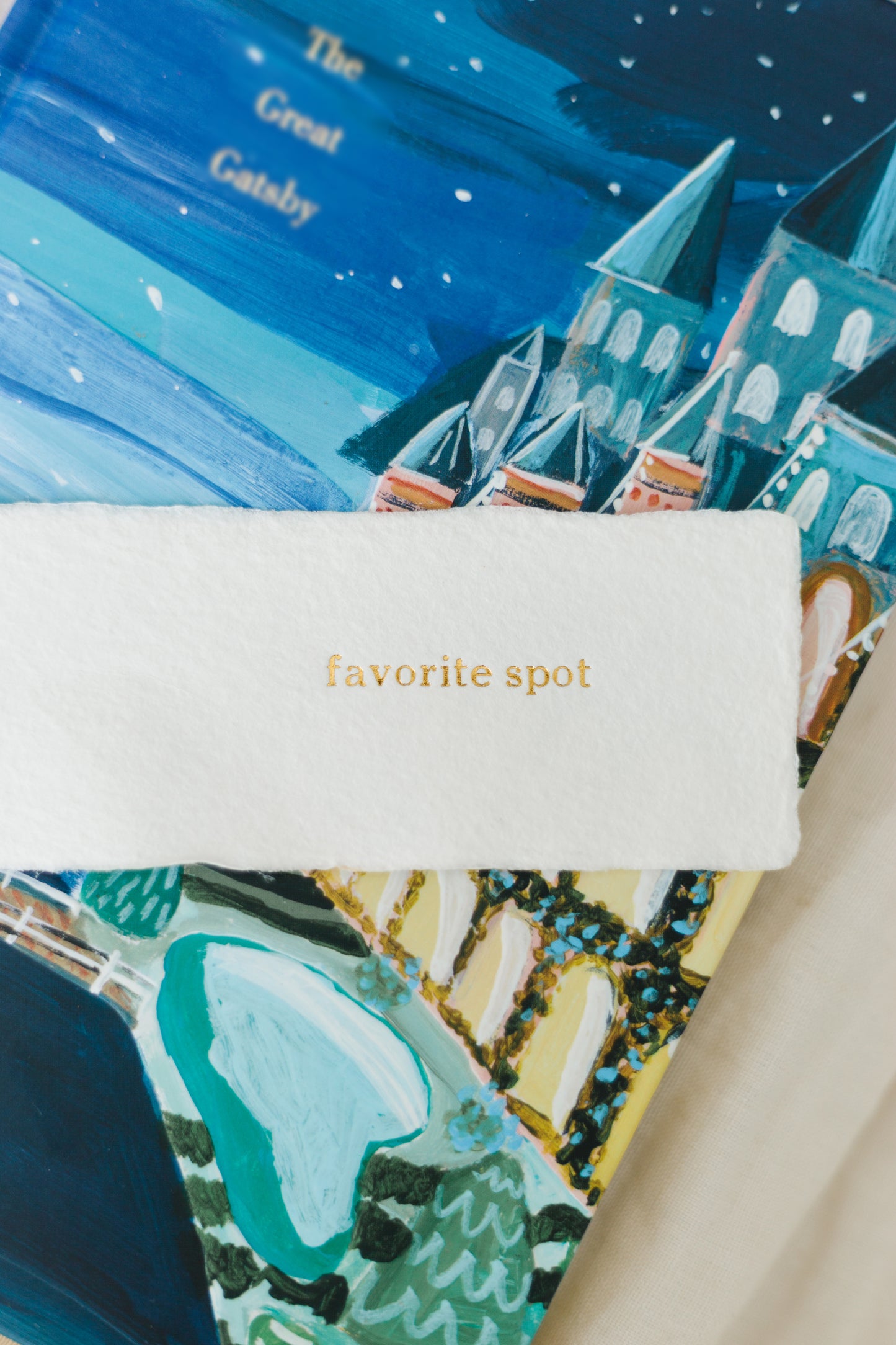 Custom Text Foil Embossed Deckle Edge Recycled Paper Bookmark