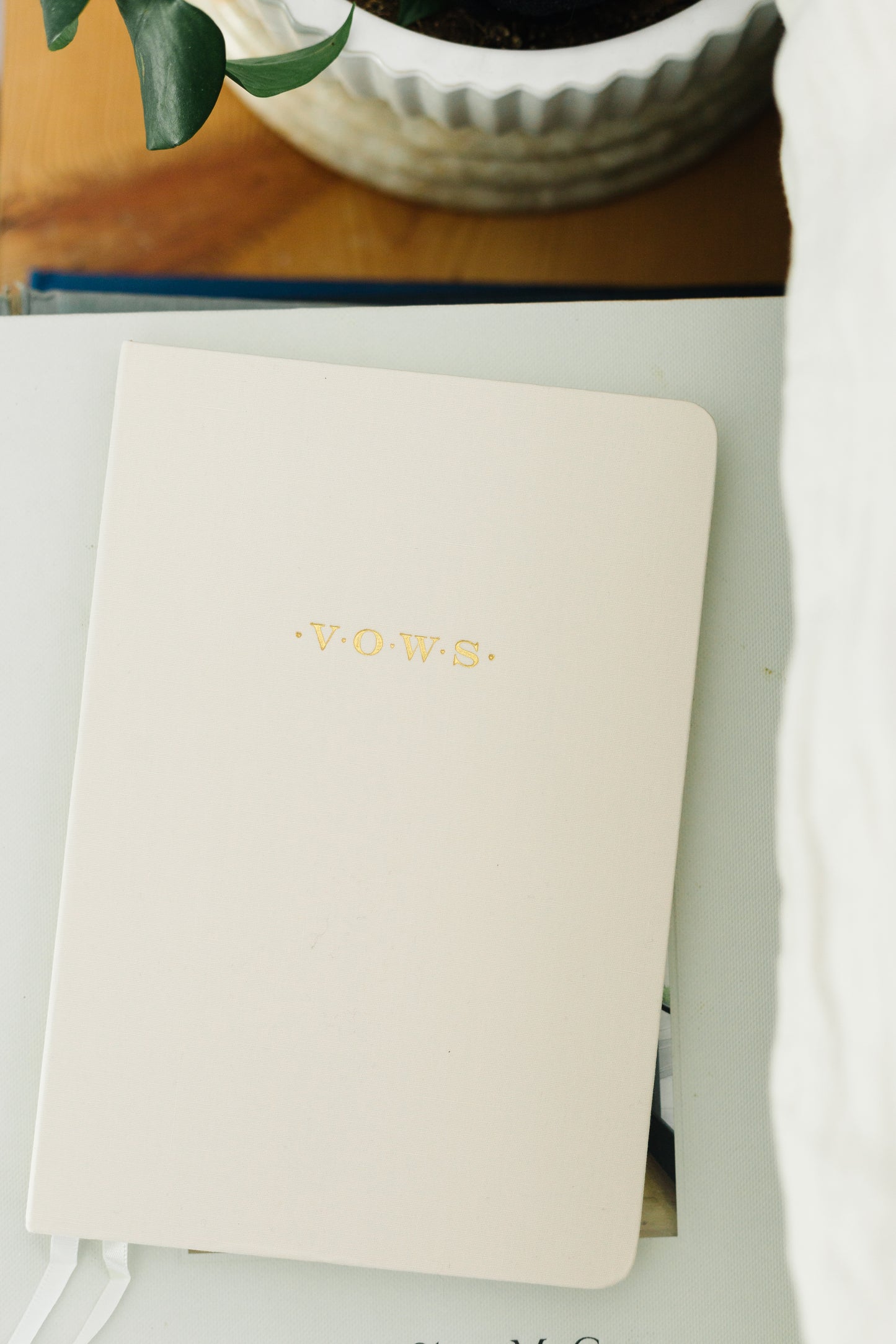 Wedding Vows Foil Embossed Linen Notebook | Neutral Hues