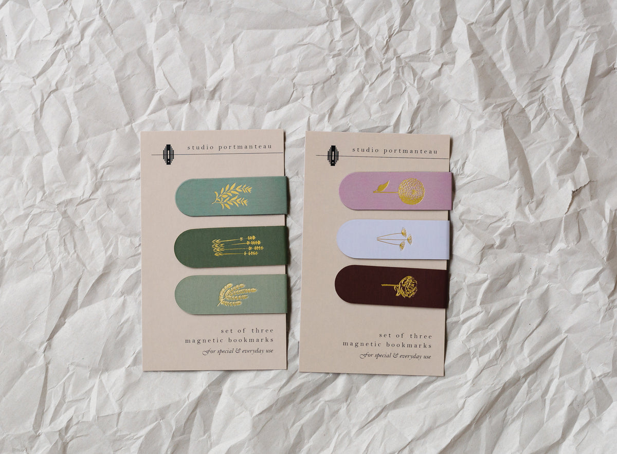 Floral Gold Foil Magnetic Bookmark Set | Pretty Page Markers