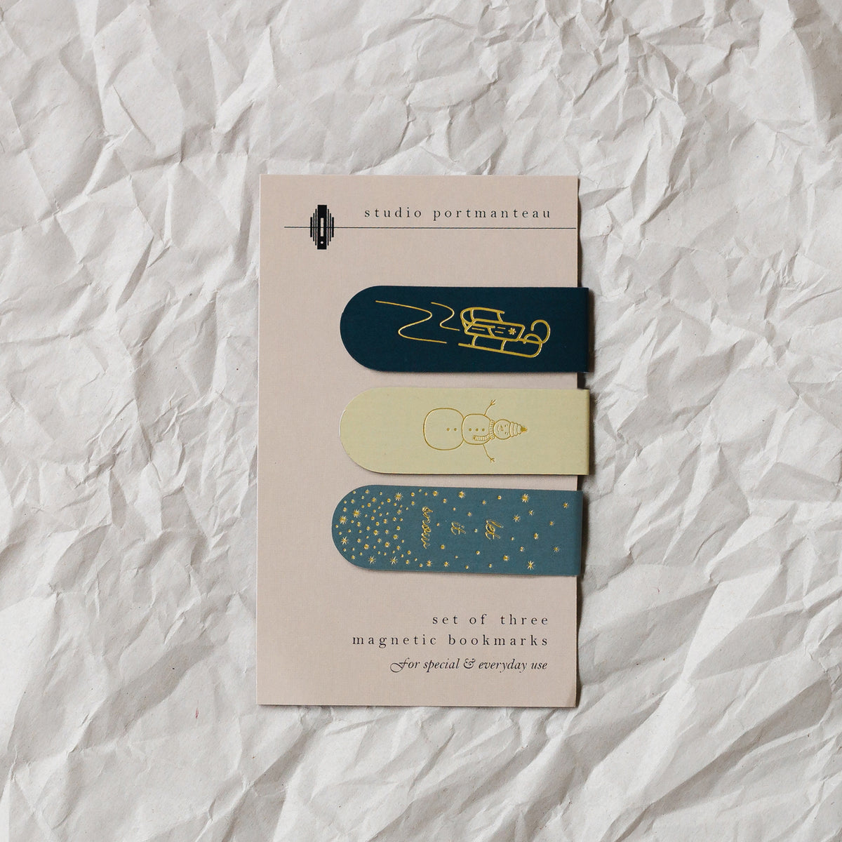 Let it Snow Gold Foil Magnetic Bookmark Trio | Cozy Gift
