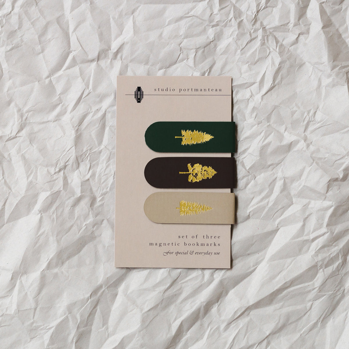 Pine Trees Gold Foil Magnetic Bookmark Trio | Forest Gift