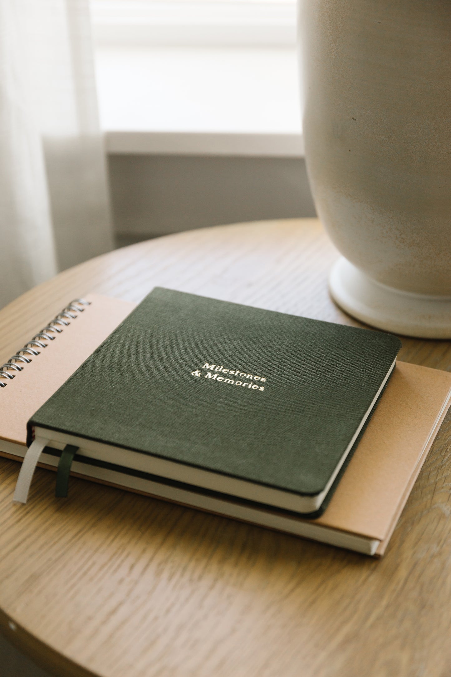 Custom Text Foil Embossed Square Linen Notebook | Earth Tones