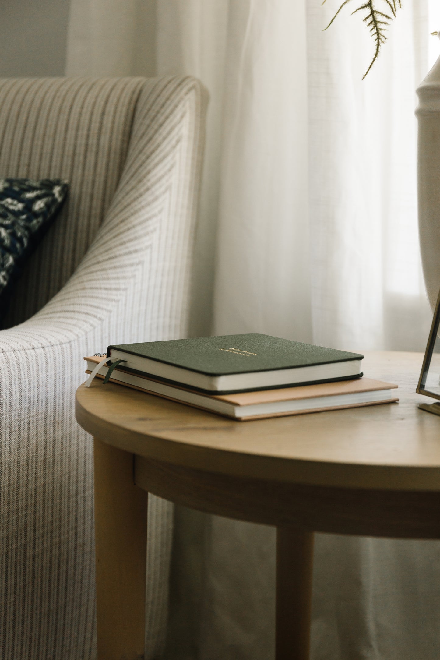 Custom Text Foil Embossed Square Linen Notebook | Earth Tones