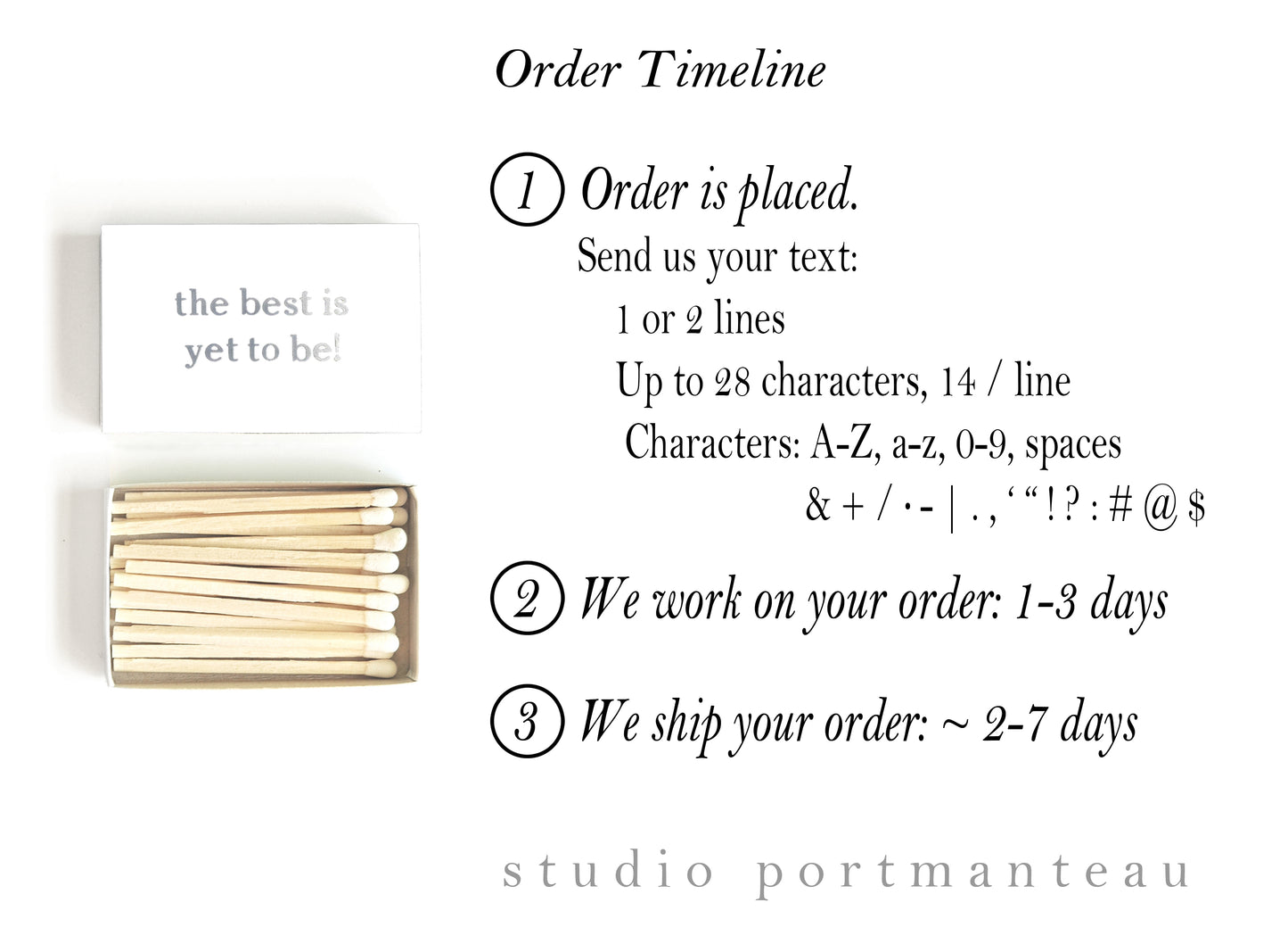 Custom Text Foil Embossed Matchboxes | Larger, Timeless Font
