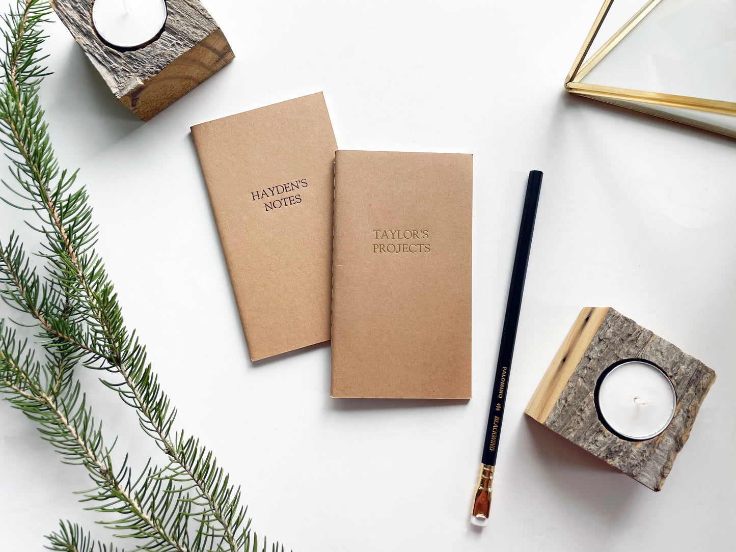 Custom Text Foil Embossed Mini Saddle Stitch Notebook - Studio Portmanteau