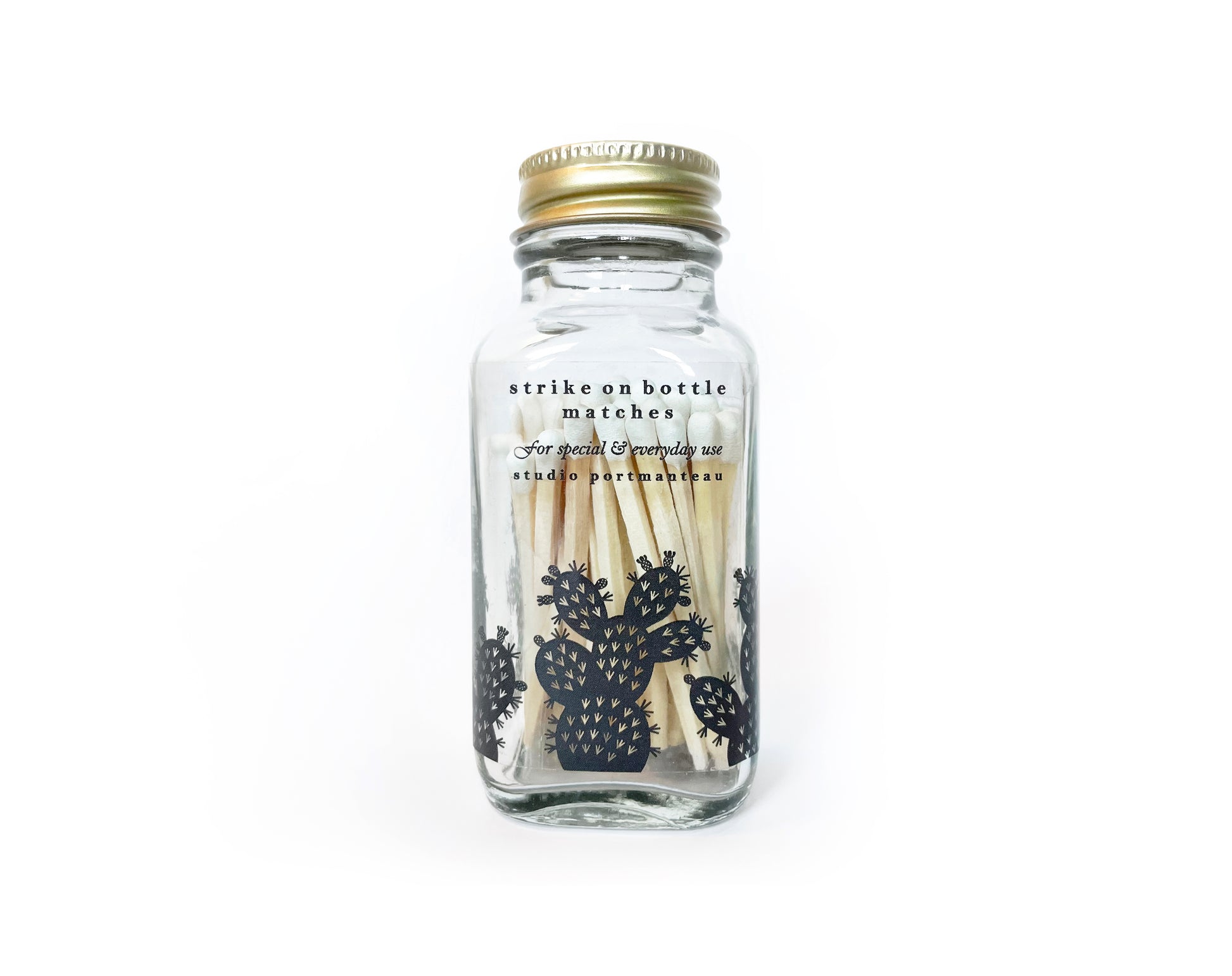 Prickly Pear Cactus 2" White Match Jar - Studio Portmanteau