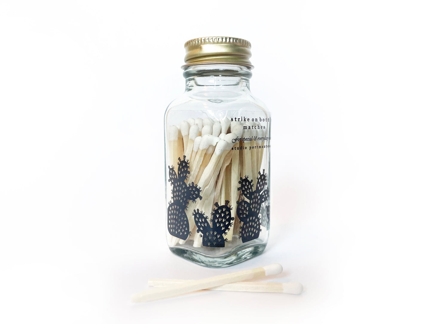 Prickly Pear Cactus 2" White Match Jar - Studio Portmanteau