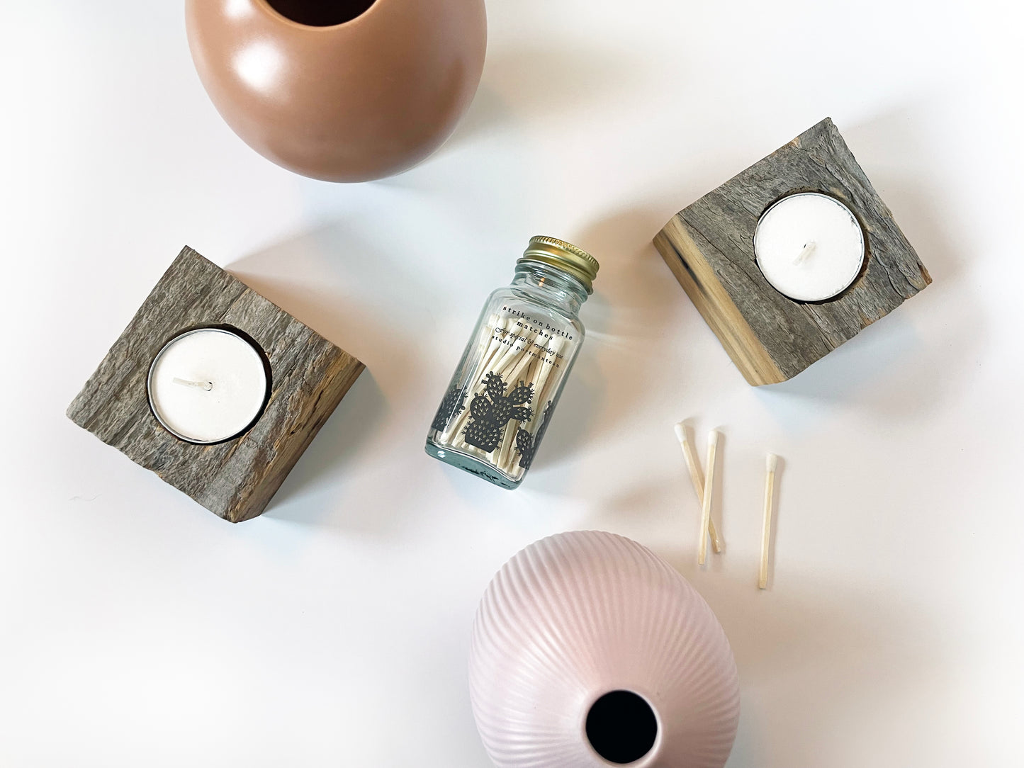 Prickly Pear Cactus 2" White Match Jar - Studio Portmanteau