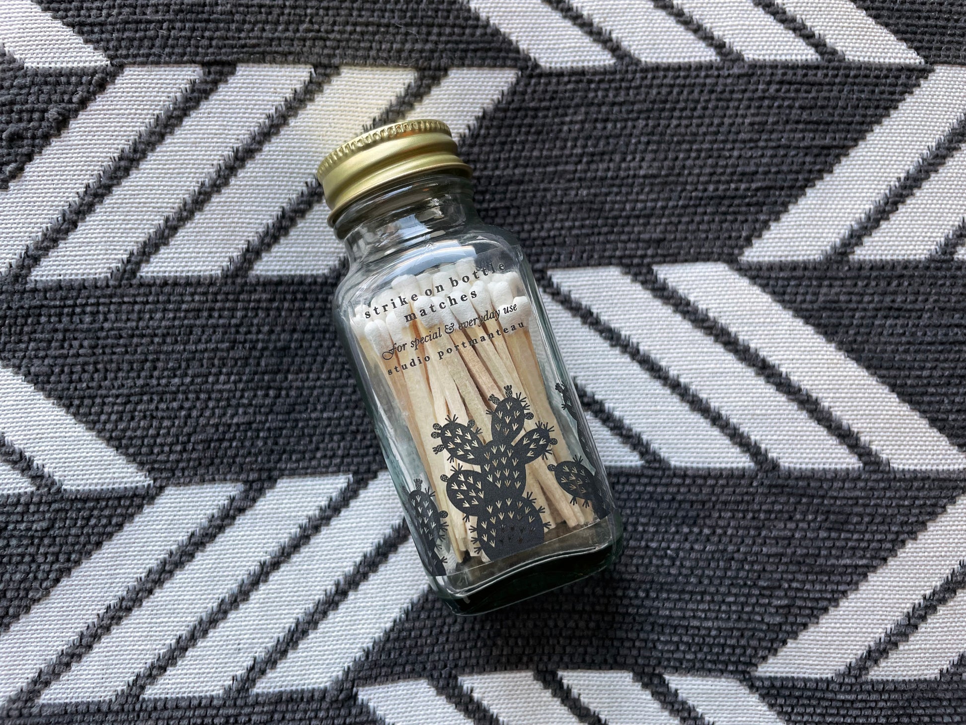 Prickly Pear Cactus 2" White Match Jar - Studio Portmanteau
