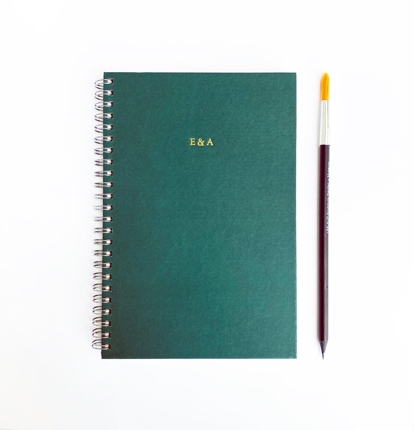 Custom Text Foil Embossed Large Forest Green Hardcover Notebook - Studio Portmanteau