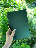 Custom Text Foil Embossed Large Forest Green Hardcover Notebook - Studio Portmanteau