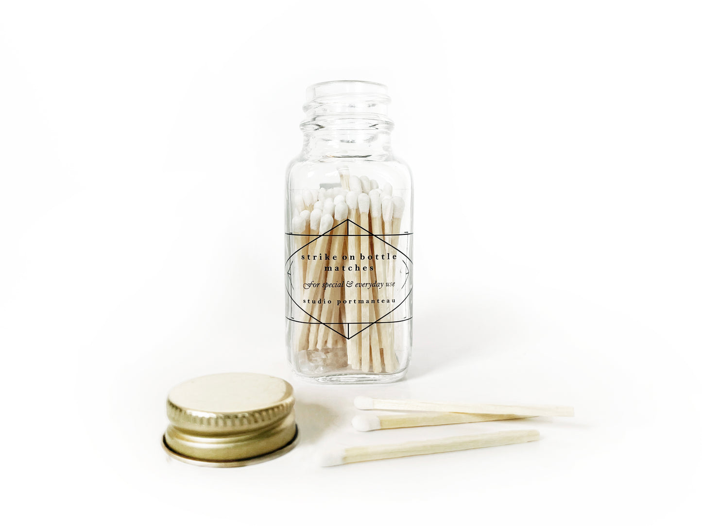 Geometric 2" White Match Jar - Studio Portmanteau