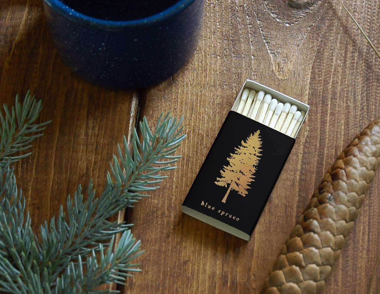 Blue Spruce Tree Matchbox - Studio Portmanteau