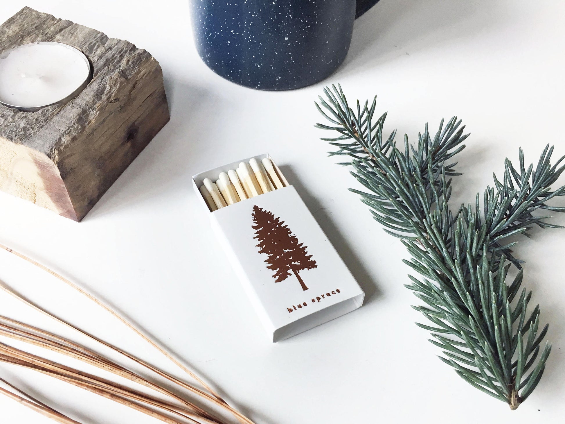 Blue Spruce Tree Matchbox - Studio Portmanteau
